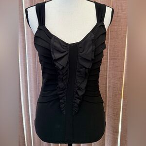 White House Black Market Black Ruffled Blouse